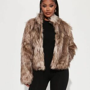 Tan and brown fuax fur coat - sz 2x